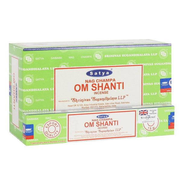 12 Packs of Om Shanti Incense Sticks by Satya - Home Decor Emporium