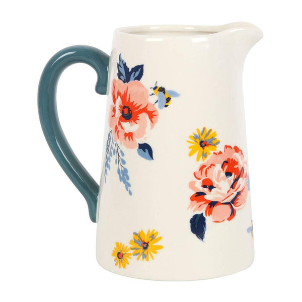 17cm Bee-utiful Floral Ceramic Flower Jug - Home Decor Emporium