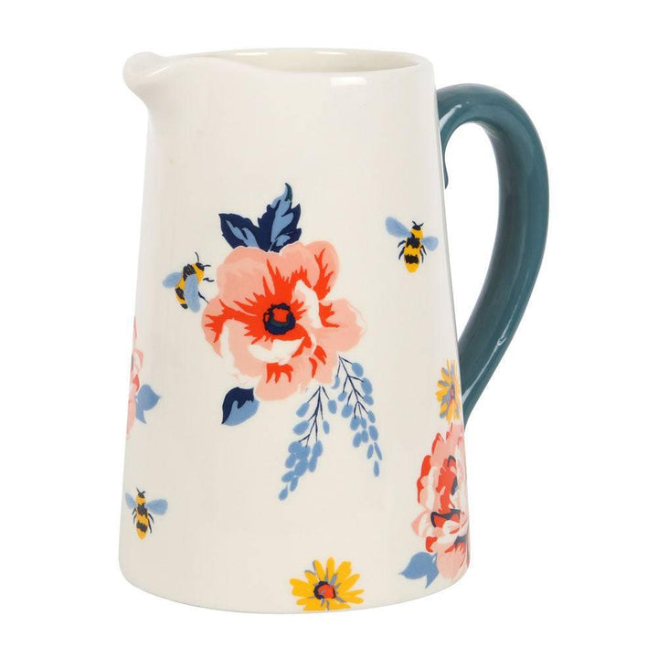 17cm Bee-utiful Floral Ceramic Flower Jug - Home Decor Emporium