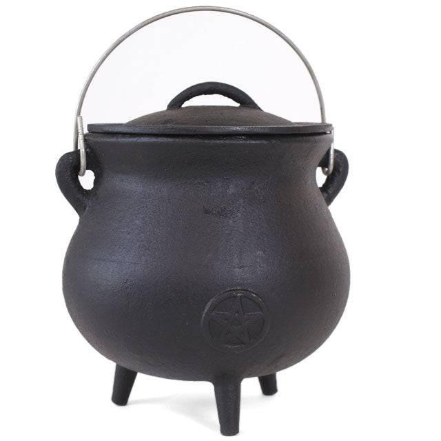 19cm Cast Iron Cauldron With Pentagram - Home Decor Emporium