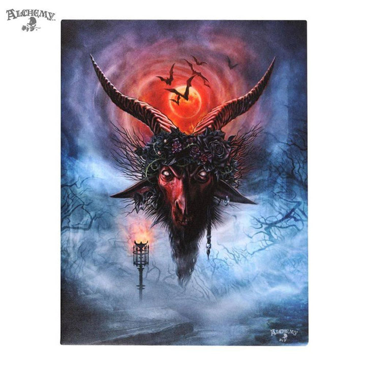 19X25cm Invocatio Baphomet Canvas Plaque by Alchemy - Home Decor Emporium