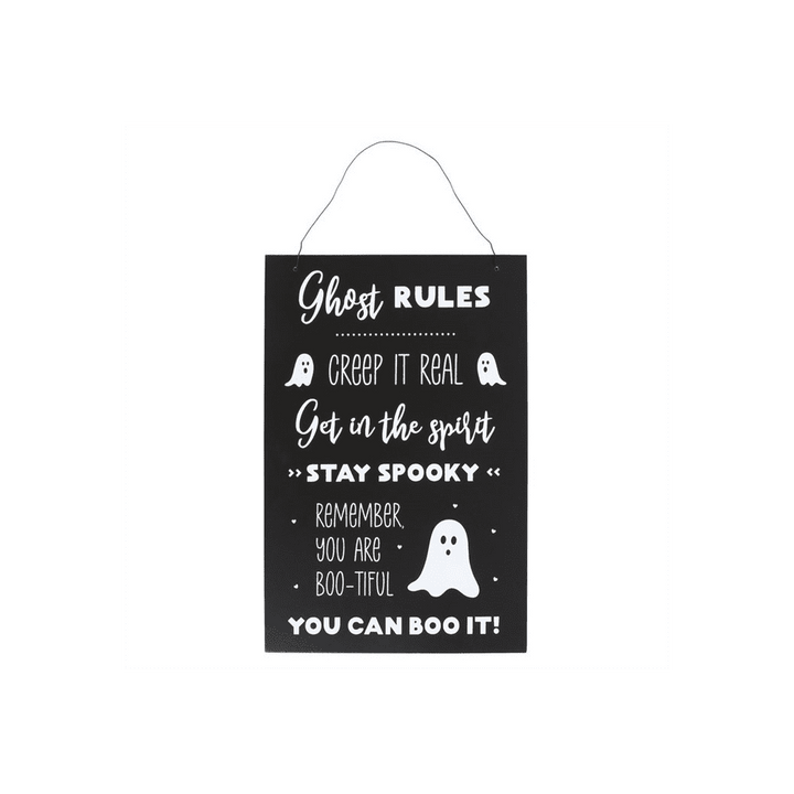 30cm Ghost Rules Hanging Sign - Home Decor Emporium