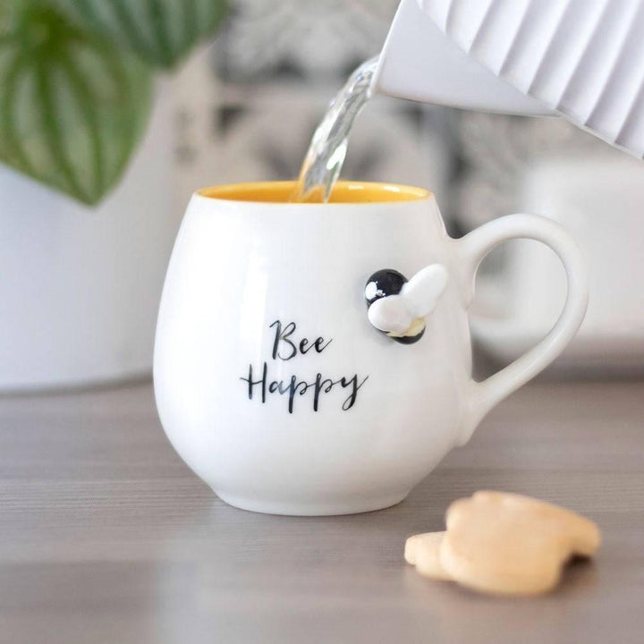 3D Bee Happy Rounded Mug - Home Decor Emporium