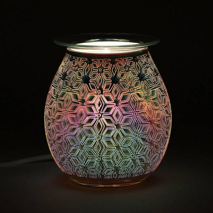 3D Geometric Flower Light Up Electric Oil Burner - Home Decor Emporium