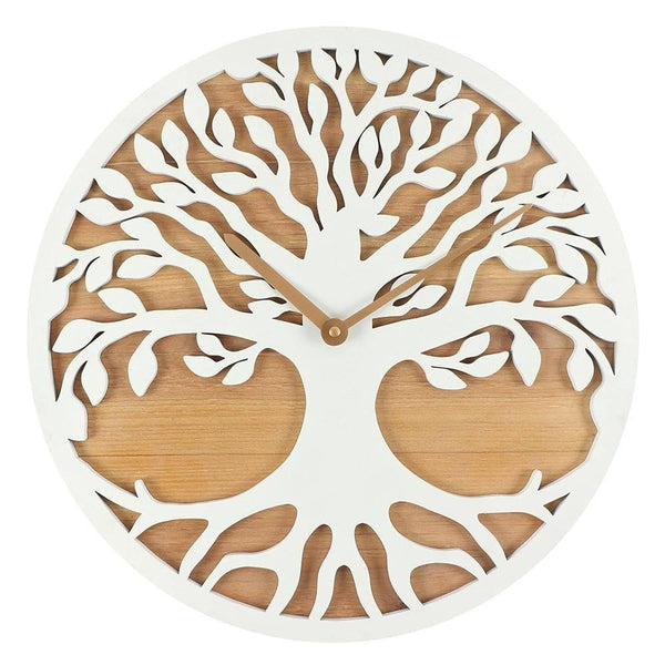 40cm White Tree of Life Cut Out Clock - Home Decor Emporium