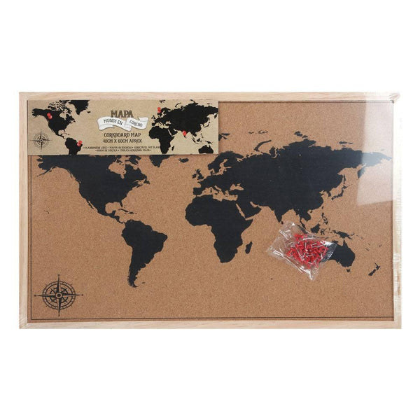 40x60cm Framed Travel Cork Board Map - Home Decor Emporium