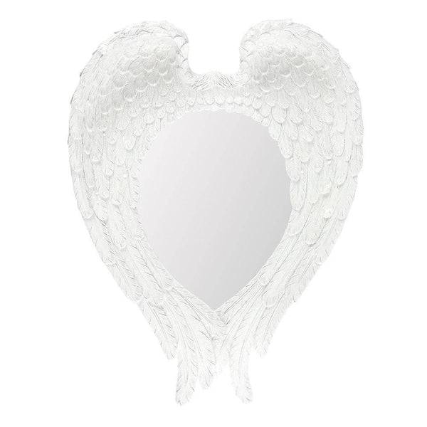 55cm White Glitter Angel Wing Mirror - Home Decor Emporium