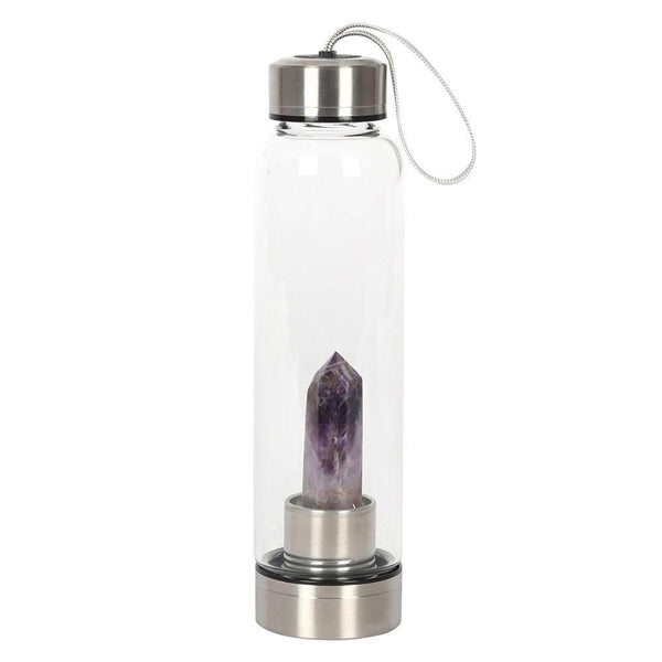 Amethyst Calming Glass Water Bottle - Home Decor Emporium