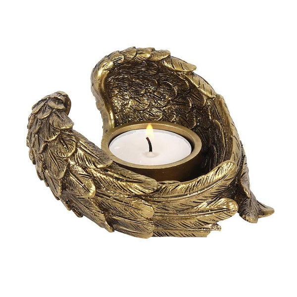 Antique Gold Angel Wing Tealight Candle Holder - Home Decor Emporium