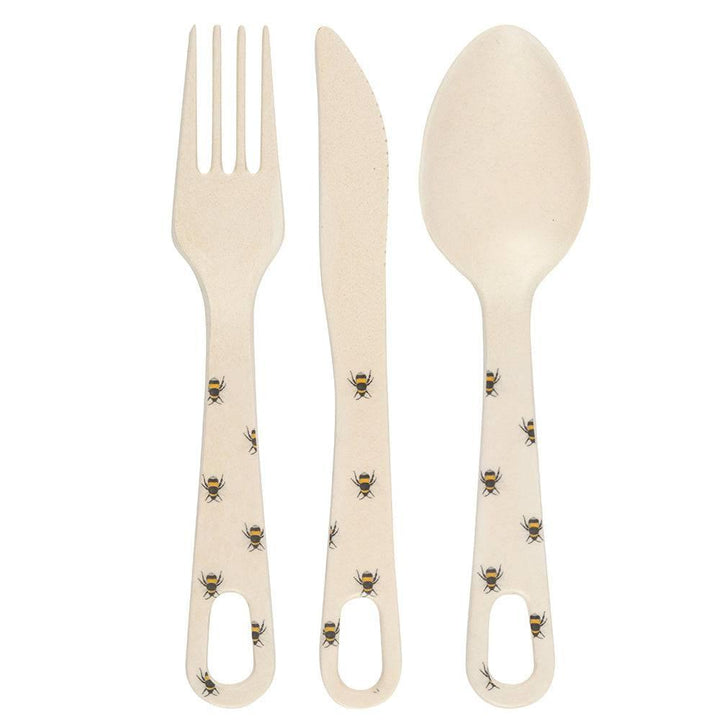 Bee Print Bamboo Cutlery Set - Home Decor Emporium