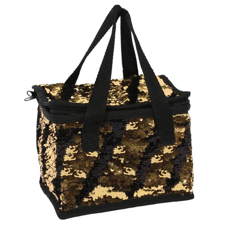 Black And Gold Reversible Sequin Lunch Bag - Home Decor Emporium