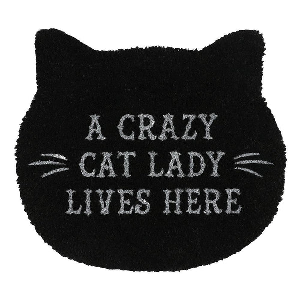 Black Cat Lady Cat Shaped Doormat - Home Decor Emporium