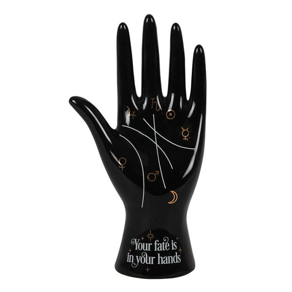 Black Ceramic Palmistry Hand Ornament - Home Decor Emporium