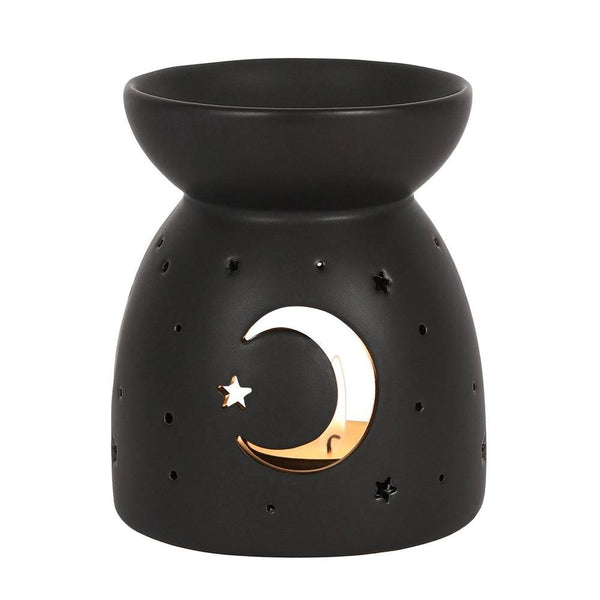 Black Mystical Moon Cut Out Oil Burner - Home Decor Emporium