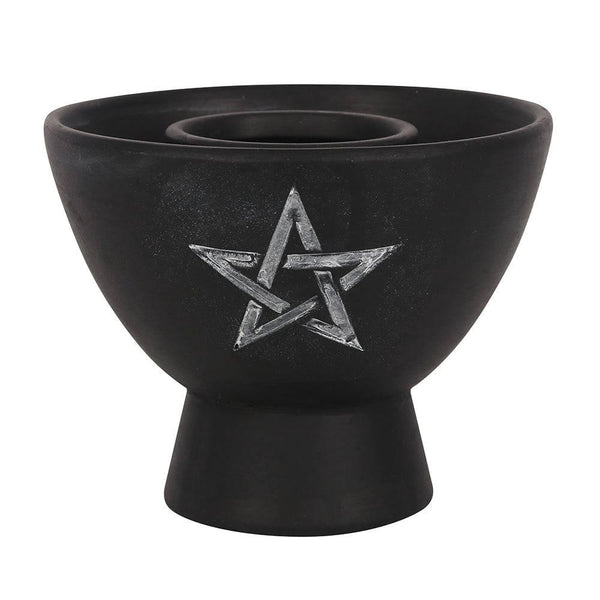 Black Pentagram Terracotta Smudge Bowl - Home Decor Emporium