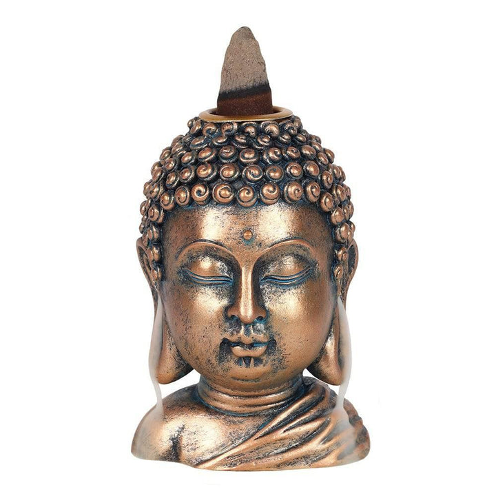 Bronze Buddha Head Backflow Incense Burner - Home Decor Emporium