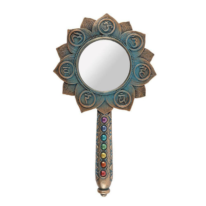 Bronze Lotus Flower Chakra Hand Mirror - Home Decor Emporium