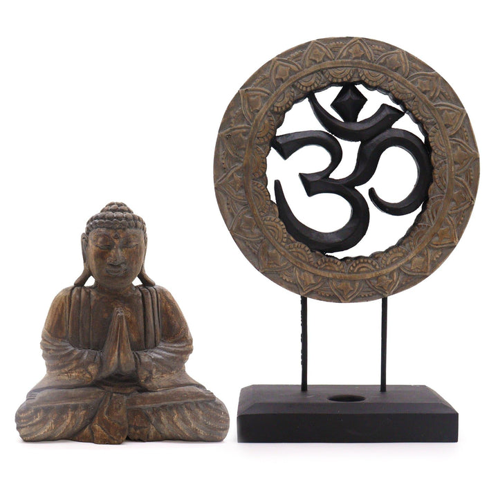 Buddha Feng Shui Set - Om - Grey & Black - Home Decor Emporium