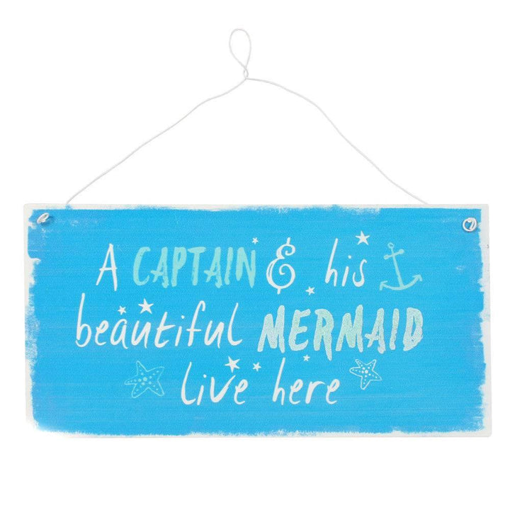 Captain And Mermaid Metal Sign - Home Decor Emporium