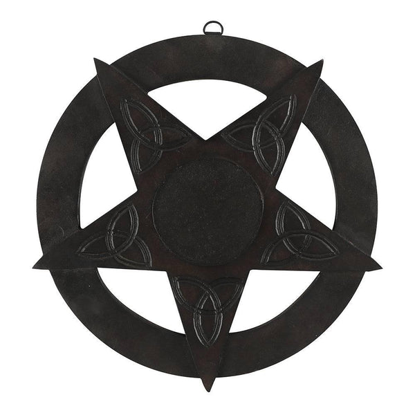 Carved Black Wooden Pentagram - Home Decor Emporium