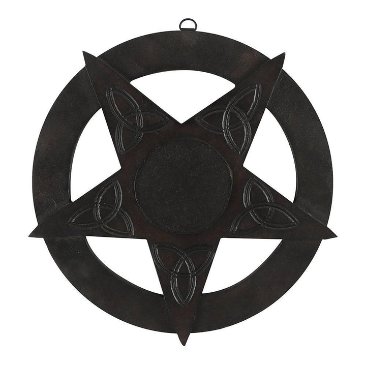 Carved Black Wooden Pentagram - Home Decor Emporium