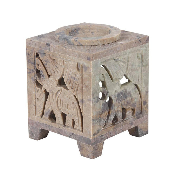 Carved Elephant Soapstone Oil Burner - Home Decor Emporium