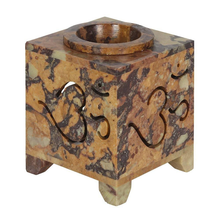 Carved Om Symbol Soapstone Oil Burner - Home Decor Emporium