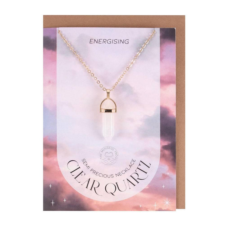 Clear Quartz Crystal Necklace Card - Home Decor Emporium