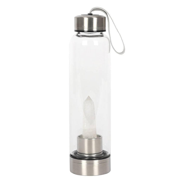 Clear Quartz Energising Glass Water Bottle - Home Decor Emporium