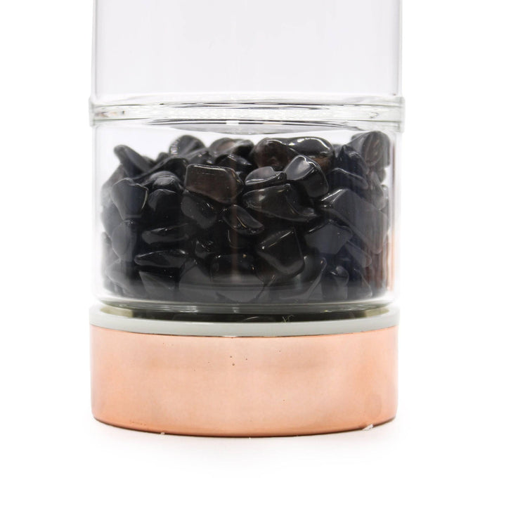 Crystal Glass Tea Infuser Bottle - Rose Gold - Onyx - Home Decor Emporium