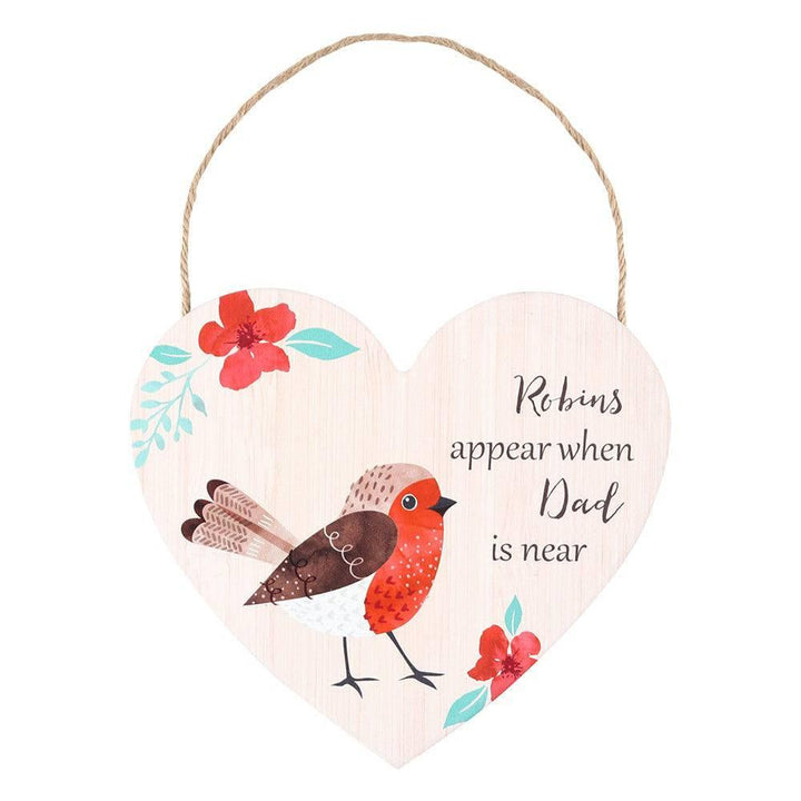 Dad Winter Robin Hanging Heart Sign - Home Decor Emporium