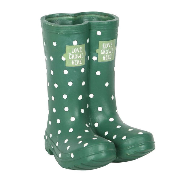 Dark Green Welly Boot Planter - Home Decor Emporium