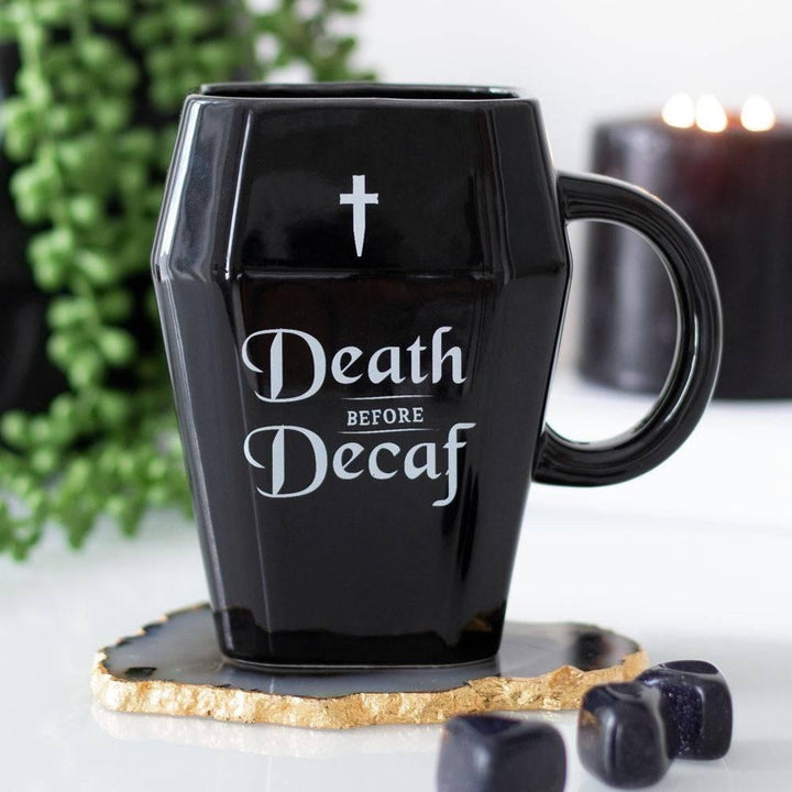 Death Before Decaf Coffin Mug - Home Decor Emporium