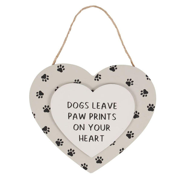 Dogs Leave Paw Prints Hanging Heart Sign - Home Decor Emporium