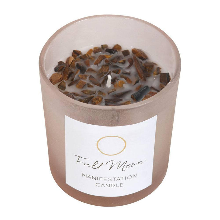 Full Moon Eucalyptus Manifestation Candle with Tiger's Eye - Home Decor Emporium