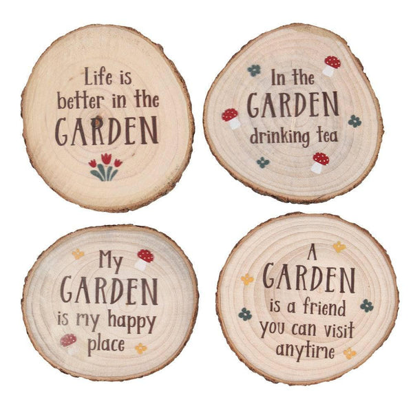 Garden Wood Slice Coaster Set - Home Decor Emporium