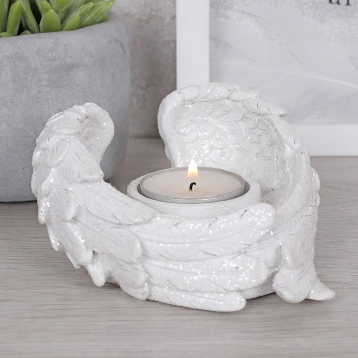 Glitter Angel Wing Candle Holder - Home Decor Emporium