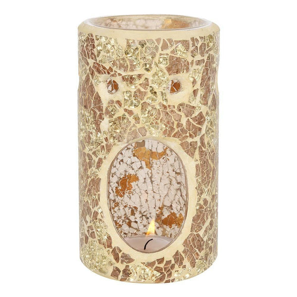 Gold Pillar Crackle Glass Oil Burner - Home Decor Emporium