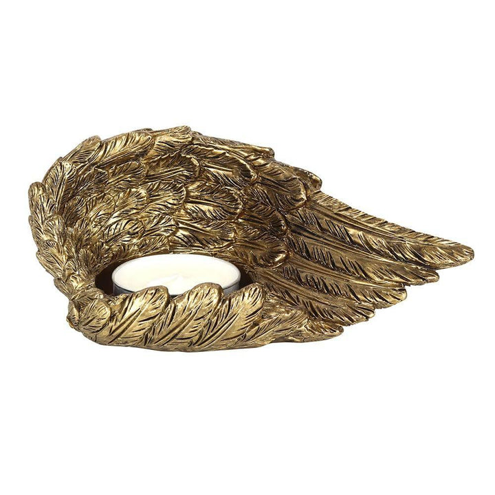 Gold Single Lowered Angel Wing Candle Holder - Home Decor Emporium