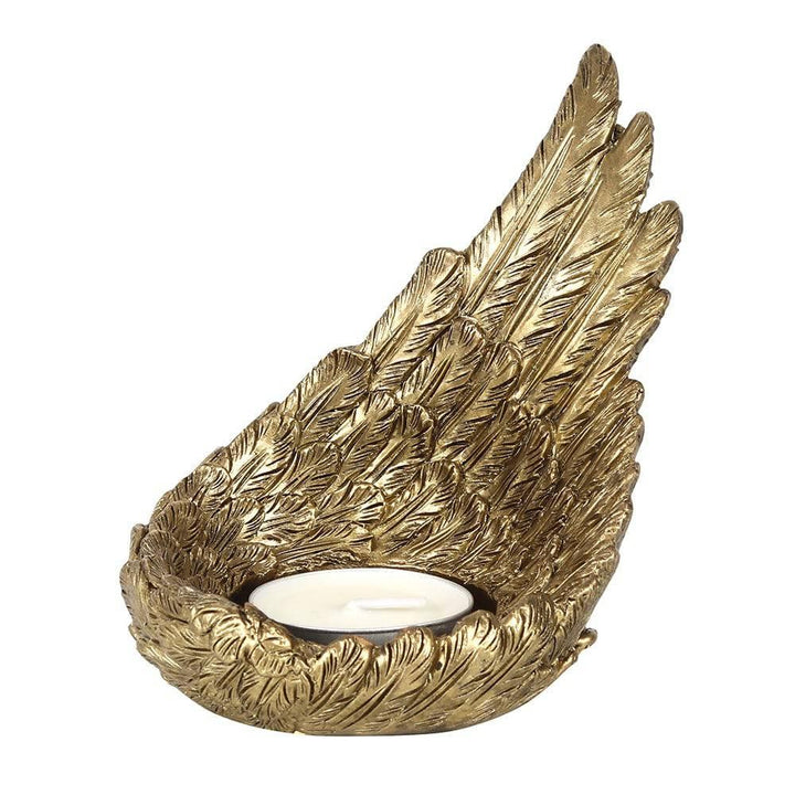 Gold Single Raised Angel Wing Candle Holder - Home Decor Emporium