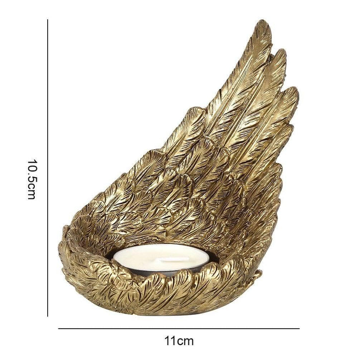 Gold Single Raised Angel Wing Candle Holder - Home Decor Emporium