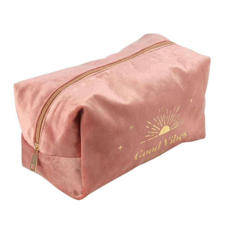 Good Vibes Only Velvet Toiletry Bag - Home Decor Emporium