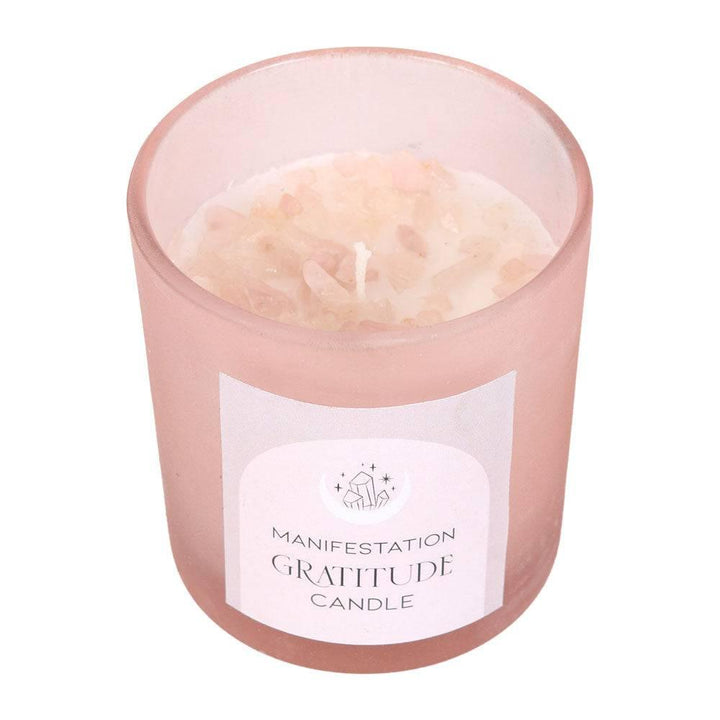 Gratitude Wild Rose Crystal Chip Candle - Home Decor Emporium