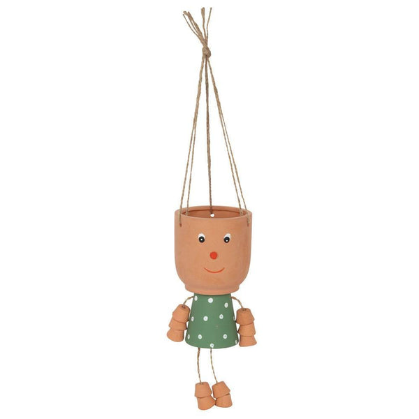 Green Pot Man Hanging Terracotta Planter - Home Decor Emporium