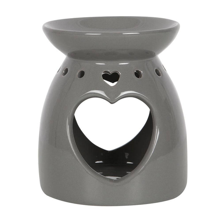 Grey Oil Burner With Cutout Heart - Home Decor Emporium