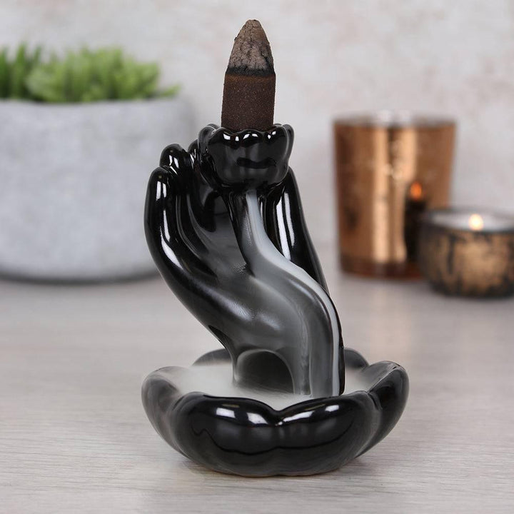 Hand &amp; Lotus Flower Backflow Incense Burner - Home Decor Emporium