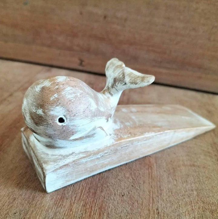 Hand carved Doorstop - Whale - Home Decor Emporium