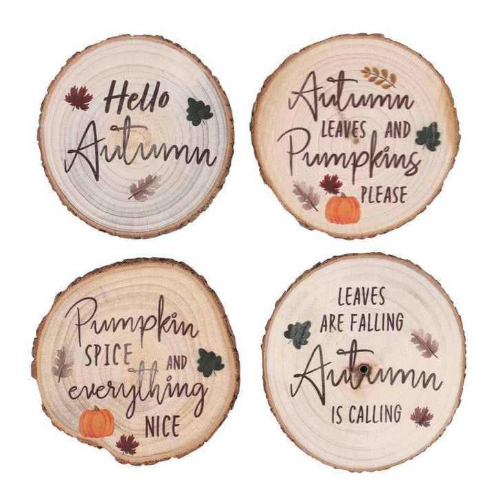 Hello Autumn Wood Slice Coaster Set - Home Decor Emporium