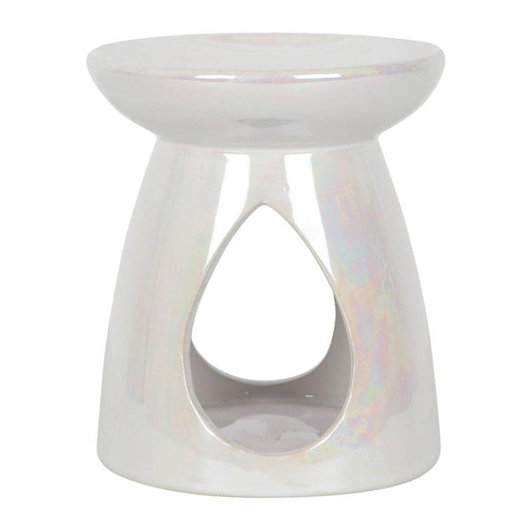 Iridescent White Oil Burner - Home Decor Emporium