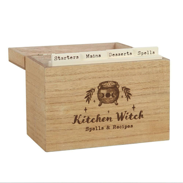 Kitchen Witch Wooden Recipe Box - Home Decor Emporium